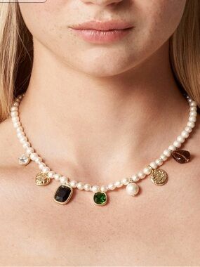 J. Crew Pearl Charm Necklace